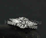2.2ct Round Cut Moissanite Trilogy Ring Half Eternity Band 14k White Gold Plated