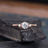 0.5ct Round Cut Moissanite Trilogy Women Engagement Ring 14K Rose Gold Plated