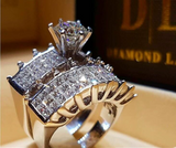 4.9ct Round Cut Diamond Engagement Ring 14k White Gold Finish Unique Bridal Set