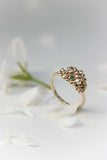 0.5ct Round Cut Green Emerald Engagement Ring Floral Bouquet 14k YellowGold Over