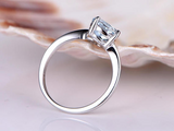 0.9ct Oval Cut Blue Aquamarine Bypass Leaf Design Ring 14k White Gold Finish