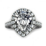 2ct Pear Cut Diamond Solitaire Accents Engagement Ring 14k White Gold Finish New