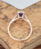 2.25ct Engagement Ring Oval Cut Blue Sapphire Diamond Halo 14k Rose Gold Finish