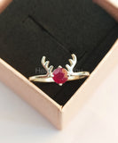 0.4ct Round Cut Simulated Ruby Dear Design Engagement Ring 14k White Gold Plated
