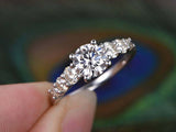 1.6ct Round Cut Diamond with Accent Solitaire Engagement Ring 14k WhiteGold Over