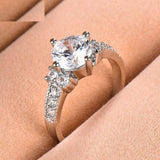 2.3ct Round Cut Diamond Engagement Ring 14k White Gold Finish Milgrain Solitaire