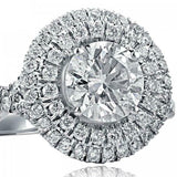 3ct Round Cut Diamond Engagement Ring Twist Shank Dual Halo 14k WhiteGold Finish