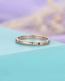 0.4ct Round Cut Blue Sapphire Milgrain Vintage Inspired Band 14k RoseGold Finish
