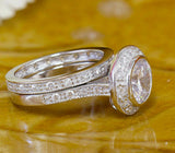 Bridal Set Wedding Engagement Ring 2.5ct Round Cut Diamond 14k White Gold Finish