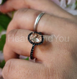 1ct Oval Cut Simulated Peach Morganite Halo Engagement Ring 14k WhiteGold Plated