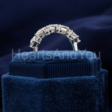 0.4ct Asscher Simulated Diamond Five Stone Wedding Band 14k White Gold Plated