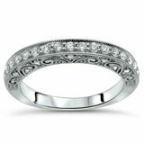 3ct Round Cut Diamond Vintage Wedding Band Ring Women 14K White Gold Finish