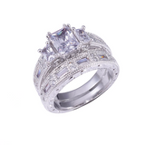 3ct Radiant Cut Diamond Engagement Ring 14k WhiteGold Finish Milgrain Bridal Set