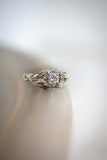 1ct Round Cut Diamond Engagement Ring Floral Petal Solitaire 14k White Gold Over