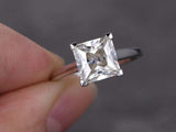 1.2ct Princess Cut Diamond Engagement Ring Solitaire Women 14k White Gold Finish