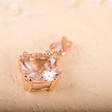 1ct Cushion Cut Simulated Morganite Solitaire Pendant Chain 14k Rose Gold Plated