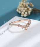 0.35ct Round Cut Moissanite Floral Curved Women Wed Band 14k Rose Gold Plated