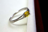 0.4ct Engagement Ring Oval Cut Yellow Sapphire Split Shank 14k White Gold Finish
