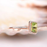 1.2ct Emerald Cut Green Peridot Solitaire Engagement Ring 14k Rose Gold Finish