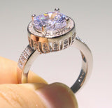 2.6ct Round Cut Diamond Engagement Ring 14k White Gold Finish Halo Solitaire
