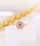 1ct Round Cut Simulated Peach Morganite Art Deco Halo Ring 14k Rose Gold Plated