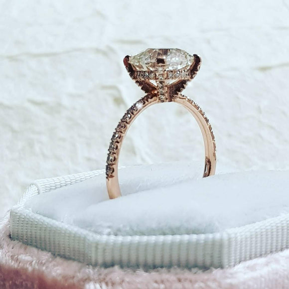 1.2ct Cushion Cut Diamond Accent Solitaire Engagement Ring 14k Rose Gold Finish