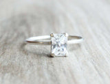 1ct Engagement Ring Radiant Cut Diamond Solitaire Design 14k White Gold Finish