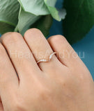 0.15ct Round Cut Moissanite Curved Women Wedding Band 14k Rose Gold Plated