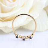0.3ct Round Cut Blue Sapphire Wedding Band Ring Anniversary 14k Yellow Gold Over