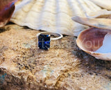2.3ct Radiant Cut Simulated Blue Sapphire Solitaire Ring 14k Yellow Gold Plated