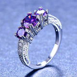 2ct Round Cut Purple Amethyst Engagement Ring 14k White Gold Over Unique Trilogy