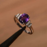 2.3ct Engagement Ring Oval Purple Amethyst Stylish Art Deco 14k WhiteGold Finish