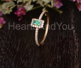 0.4ct Emerald Green Simulated Minimalist Engagement Ring 14k Yellow Gold Plated