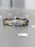 0.1ct Round Cut Simulated Aquamarine Unique Wedding Band 14k White Gold Plated