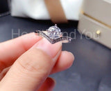 0.5ct Round Cut Moissanite Curved Women Engagement Ring 14k White Gold Plated