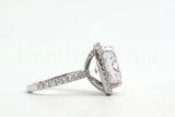 2.2ct Cushion Cut Simulated Diamond Halo Engagement Ring 14k White Gold Plated