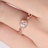 0.5ct Engagement Ring Round Cut Diamond Minimalist Design 14k Rose Gold Finish