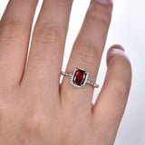 2.5ct Cushion Cut Red Garnet Halo Solitaire Engagement Ring 14k White Gold Over