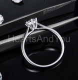 0.5ct Round Cut Moissanite 6 Prong Solitaire Engage Ring 14k White Gold Plated