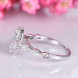 2.2ct Pear Cut Diamond Engagement Ring Round Accents Halo 14k White Gold Finish
