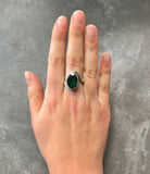1.3ct Engagement Ring Oval Cut Green Emerald Swirl Twist 14k White Gold Finish