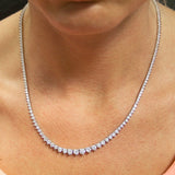 20Ct Round Cut VVS1/D Diamond Slim Tennis Necklace Solid 14K White Gold Over