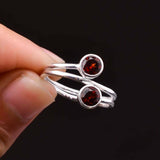 0.45ct Engagement Ring Round Cut Red Garnet Bypass Style 14k White Gold Finish