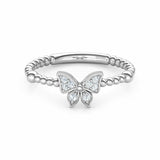 1Ct Round Cut Diamond Butterfly Braided Engagement Ring 14K White Gold Finish