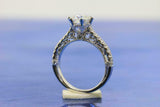 1.5ct Round Cut Diamond Engagement Ring Antique Milgrain 14k White Gold Finish