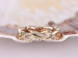 Floral Antique Eternity Wedding Ring Band 1ct Round Diamond 14k Yellow Gold Over