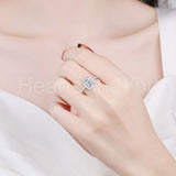 2.1ct Radiant Cut Simulated Diamond Halo Engagement Ring 14k White Gold Plated