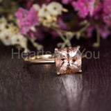 1ct Cushion Cut Simulated Morganite Solitaire Engage Ring 14k Rose Gold Plated