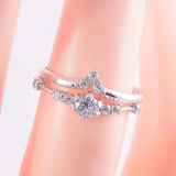 1.7ct Round Cut Diamond Engagement Ring Bridal Set Minimalist 14k WhiteGold Over
