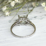 3Ct Princess Cut Diamond Accents Solitaire Engagement Ring 14K White Gold Finish